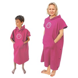 SwimCell Microfibre Changing Robe For Women, Men and Kids - Light Weight, Quick Drying Surf Changing Towel With Hood and Pocket - Opens into Large Beach Towel - Pink, Small