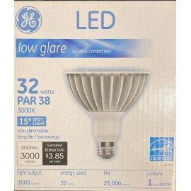 GE 20109 LED PAR38 Narrow Beam LED lamp, 3000 Lumens, 32 watts, 3000K warm
