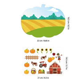 24 Pcs Fall Thanksgiving Harvest Scene Stickers DIY Harvest Element Stickers Scarecrow Turkey Pumpkin Shape Background Card Paper for Thanksgiving Harvest Festival Party Games Classroom Activities