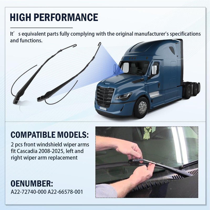 2 Pcs Front Windshield Wiper Arm Fits Freightliner Cascadia 2008-2025