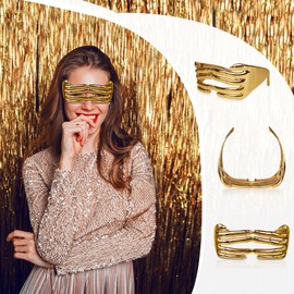 Fortuning's JDS Funny Fingers Shaped Glasses for Christmas Party Costume Golden Sunglasses for Men/Women Eyeglasses for Photo Prop