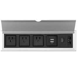 Enchufe Escritorio, Regleta Empotrada con 6 Múltiples Contactos, Toma Oculta, Tira de Alimentación Desplegable, HDMI Net 2 AC y 2 USB para Oficina Dor