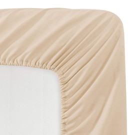 Queens Land Home Easycare & Long Lasting Pollycotton Fitted Sheet. (Single, Latte)
