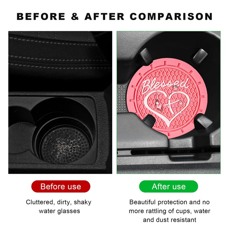 NYTKL 2PCS Car Cup Holder Coaster, 2.76 Inch PVC Anti