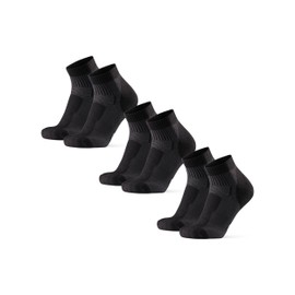 DANISH ENDURANCE Short Merino Hiking Socks, Lightweight Outdoor & Trekking Socks, Padded, Anti-Bubble, Sweat-Wicking, for Men & Women, 3 Pairs, black