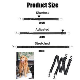 Dog Car Seat Belt, Elastic Buckle Dog Car Harness, Adjustable Durable Dog Seat Belt with Strong Nylon Bungee Buffer, Dog Car Harness Seat Belt Dogs Seatbelt Clip Lead(18X3X4CM)