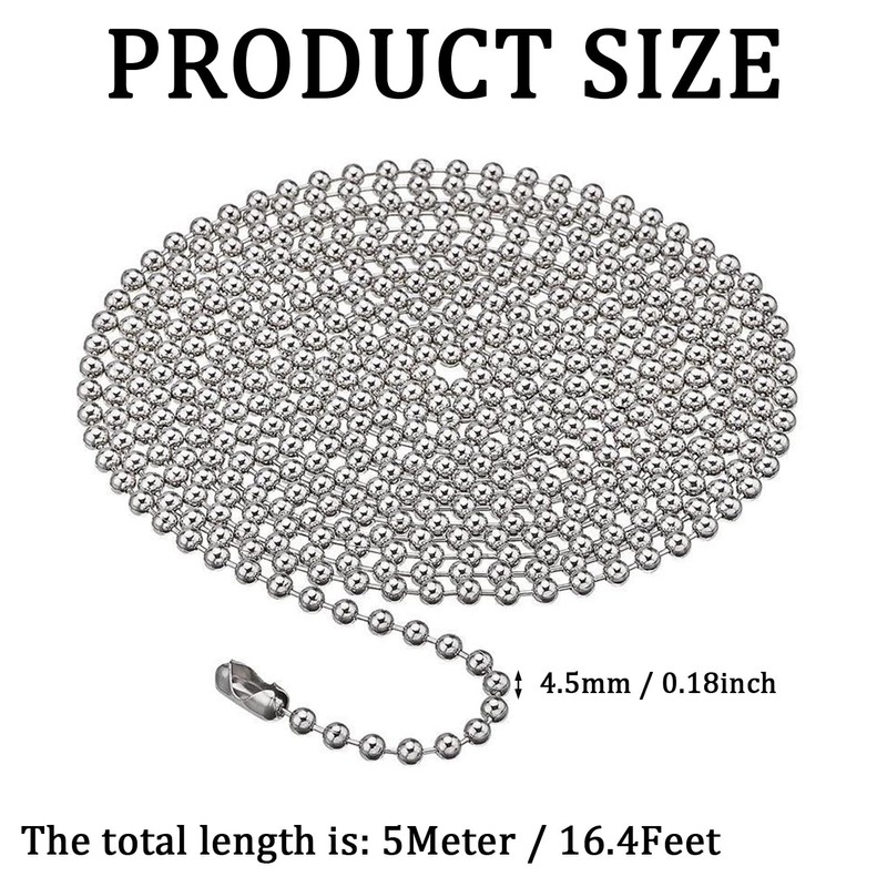 SYEYCW 5Meter / 16.4Feet Roller Blind Chain, 4.5mm 304 Stainless