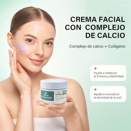 Crema Hidratante Facial con Calcio y Colágeno - con Hidratante Antiedad, Ceramide & Hyaluronic Acid for Elasticity, Borra Marcas de Acné, Suave para P