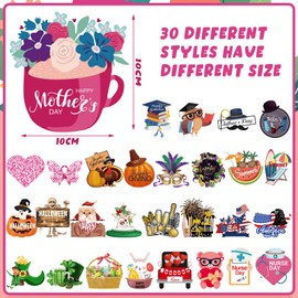 Funtery 30 Pcs Holiday Magnets Nurse's Day Summer Graduation Mother's Day Magnets Set Decorative Refrigerator Magnets for Home Festival Locker Whiteboard Dishwasher Magnetic Kitchen Decorations