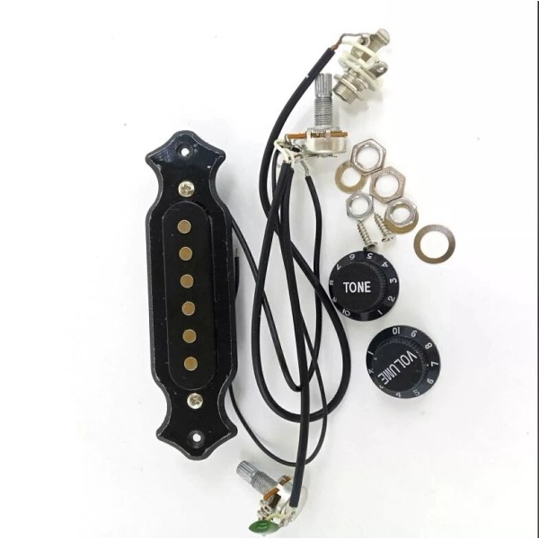 Alnicov 6 String Single Coil Pickup Cigar Box Guitar Soundhole