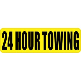 StickerTalk 24 Hour Towing Vinyl Sticker, 10 inches by 3 inches