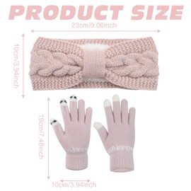 FOSDICK Winter Cable Knit Headbands Women Crochet Ear Warmer Headband, Pink Knitted Thermal Twist Headbands for Girls Women Soft Lining Head Wrap Winter Knitted Headband for Shopping Skiing Running