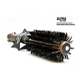 Round Brush Natural Bristle Wood Professional (Green1026 S) By Alpha New York