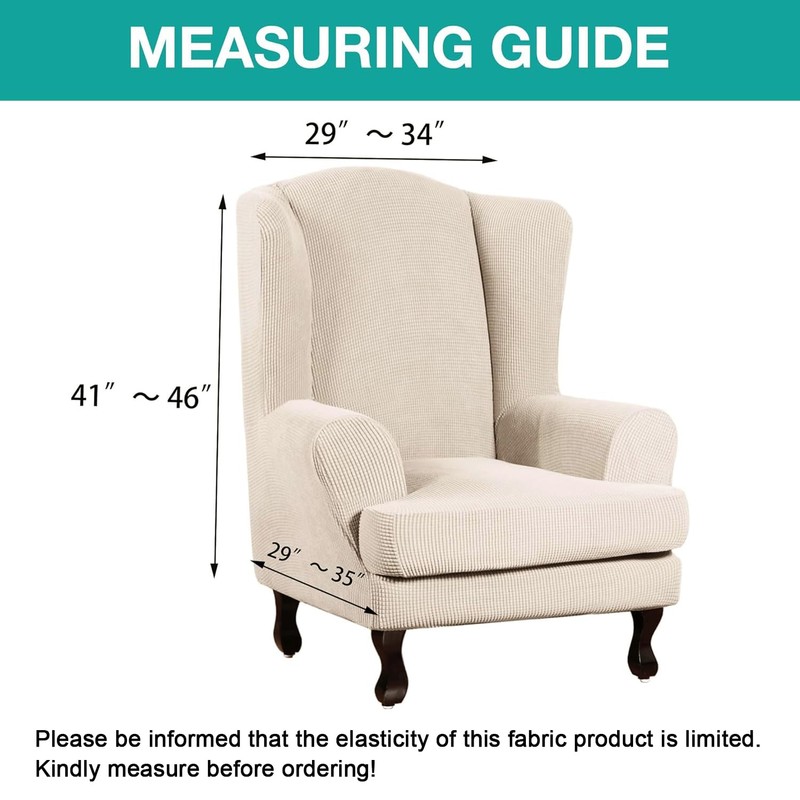 Turquoize Wingback Chair Covers 2 Piece Wing Chair Slipcover Stretch