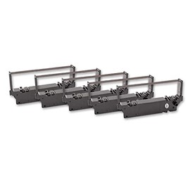 vhbw 5 x Ink Ribbon Label Tape Compatible with Star Micronics MD-712, MD712, MD-742, SP700, MD742, SP-700 Dot Matrix Printer, Receipt Printer - Black