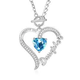 Mothers Neckalce Gifts for Mom 925 Sterling Silver Mom Grandma Daughter Necklace, Birthday Mothers Day Jewelry Gifts for Mom Grandma Wife from Daughter Son (March, For Daughter)