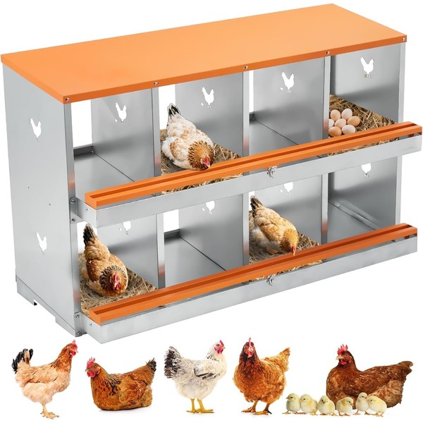 Metal Chicken Nesting Boxes, Two-Tier Chicken Egg Laying Box with