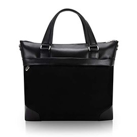 McKleinUSA N Series, EASTWARD, Nano Tech-Light Nylon with Leather Trim, 17" Nylon Slim Laptop Briefcase, Black (18395), 15"x4.5"x14"