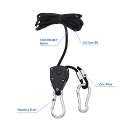 ValueHall Rope Ratchet Pack of 2 1/8 Inch Rope Ratchet Hanger Duty Heavy Rope Hanger Rope Ratchet Adjustable Rope Hanger 150 lbs Capacity for Hanging Plants and Bird Feeders V5A01
