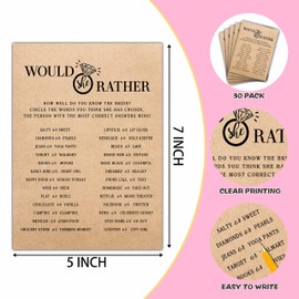 Bridal Shower Game Set - Would She Rather Party Game Cards for Wedding - Kraft Rustic Wedding Party Favor Decor - Unique Engagement/Bachelorette Party Games Supplies & Activities - 30 Game Cards