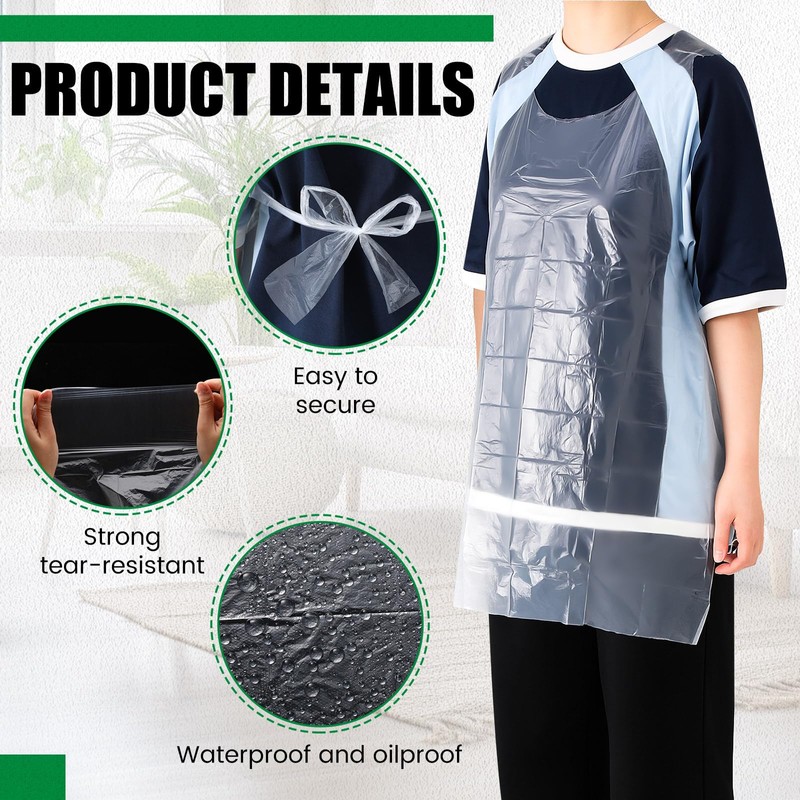 Velmitten 400 Pack Plastic Disposable Aprons Adults 24 x 37