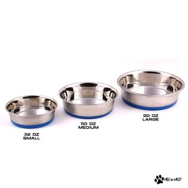 Heavy Non-Skid Stainless Steel Dog Bowls Pack by Max and Neo