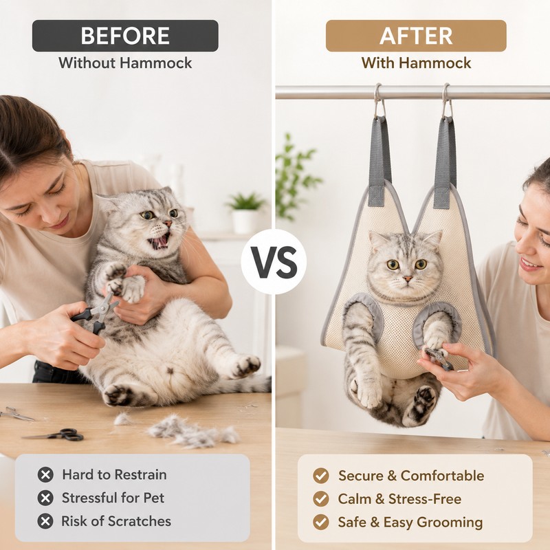 Pet Grooming Hammock for Cats & Small Dogs – Breathable