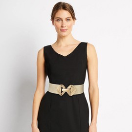 Glamorstar Wide Elastic Belts for Women Stretchy Skinny Waist Belt for Dresses Beige Gold 95cm/37in