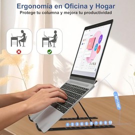 Hianjoo Soporte para Laptop, Base Plegable de Enfriamiento Ajustable en 10 Alturas, Compatible con la Mayora de Las Computadoras Porttiles y Tabletas 