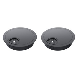 Skweawert 2 Pack Desk Grommet 2 Inch 50mm, Zinc Alloy Computer Desk Wire Hole Cover, Office Desktop Cord Cable Hole Metal Ring, Black