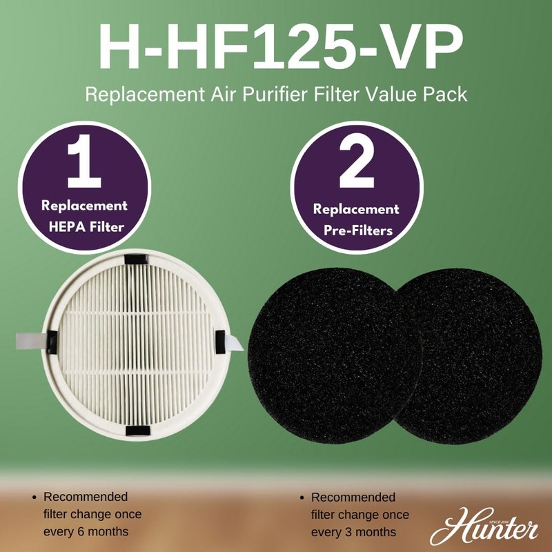 Replacement H-HF125-VP Filter Value Pack for Hunter HP125 AirX Digital