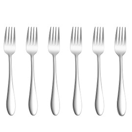 Herogo Fork Set of 6, Stainless Steel Dinner Fork Set, Table Fork with Polished Curved Handle, Ideal for Home, Hotel, Restaurant, Durable & Dishwasher Safe, Metal Silver (20 cm)