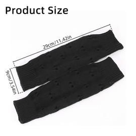 CABODYALS 2 Pairs Black Grunge Gloves Fairy Crochet Fingerless Gloves Winter Soft Knit Thumb Hole Hand Arm Warmers Ripped Gloves Knitted Wrist Warmer Mittens for Women Unisex Typing Driving