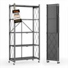5-Tier Foldable Metal Storage Shelf with Wheels, 750 lb Capacity