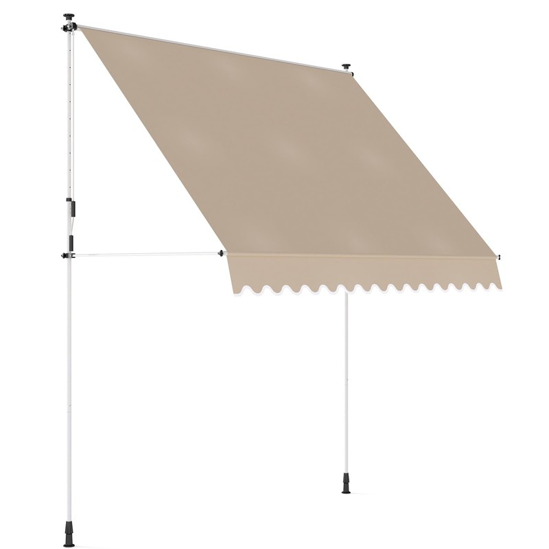 PATISOL 78"x51" Manual Retractable Awning Aluminum Patio Sunshade Shelter