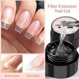Nail Repair Extend Fiber Gel, Clear Builder Base Gel Designed for Women（0.282 OZ,1 PCS） (HN-White)