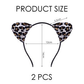 NIDHFG 2 Pieces Of Leopard Ear Headband, Creative And Fashionable Children'S Cat Ear Headband, Cute Animal Ear Accessories, Fun Clothing Accessories.