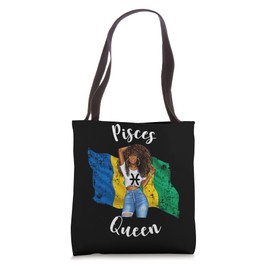 Afro St Vincent Pisces Queen Zodiac Star Sign Astrology Cute Tote Bag