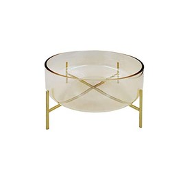 CC Home Furnishings Round Handblown Glass Bowl with Stand - 10" - Clear and Gold