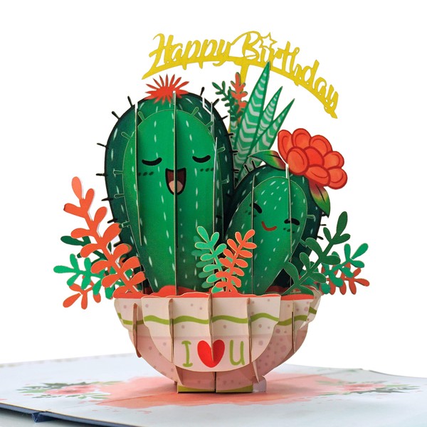 CUTPOPUP Happy Birthday Card Pop Up, 3D Greeting Card (Cactus)