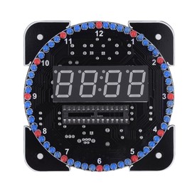 Digital LED Electronic Temperature Clock, DIY Multi-Function Light Control Rotation Digital LED Electronic Temperature Clock Kit Suite (Blue Parts + Power Cord + Shell)