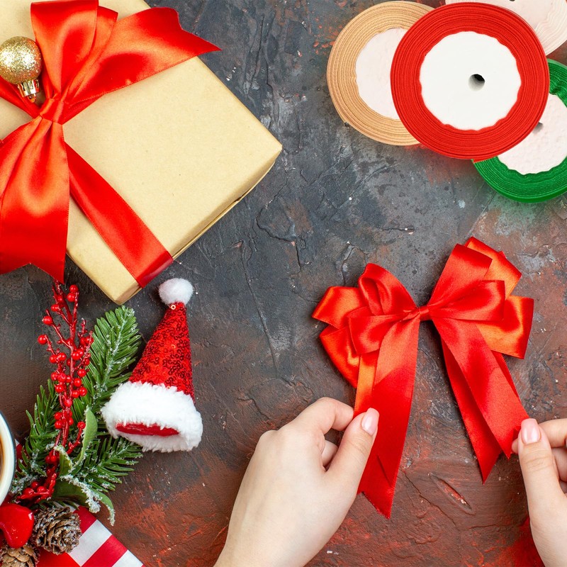 3 Rolls 90 Yard Christmas Satin Ribbon, 1 Inch Wide