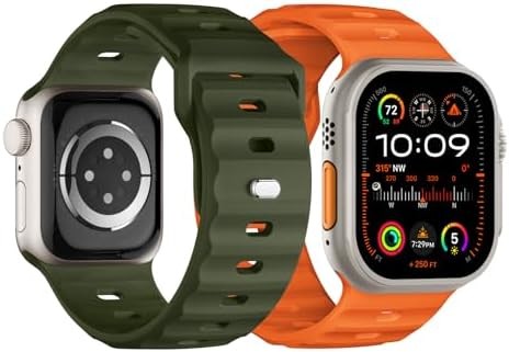 Suitisbest Compatibles con Apple Watch Correa de 49mm 45mm 44mm 42mm para Hombres, Pulseras de Silicona Suave Impermeable Correa de Repuesto para