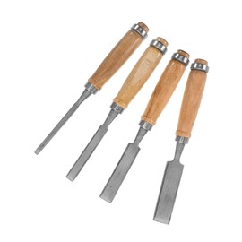 CIYODO 4pcs Multi Function Woodworking Chisel Set with Ergonomic Wooden Handles Iron Pouch for DIY Wood Carving Woodcraft and Home Renovation