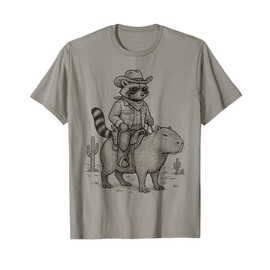 Country Cowboy Raccoon Riding Capybara Western Texas Vintage T-Shirt