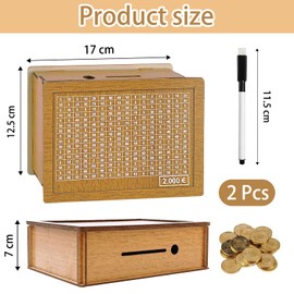 Wooden Money Box, Money Box, Reusable Money Box, Money Box with Ticking Numbers, Retro Money Box Storage Box Helps Children and Adults the Habit of Saving