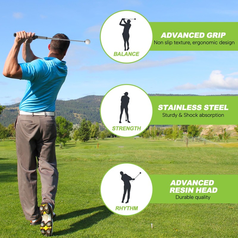 5-in-1 Retractable Golf Swing Training Aid, Indoor & Outdoor Practice