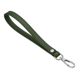 PATIKIL PU Leather Keychain, Key Holder Keyring Strap with Metal Silver Key Ring Lock Anti Lost Clasp for Wallet Purse Clutch, Green