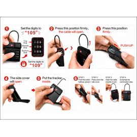 TSA Approved Luggage Lock with Hidden Tracker Compartment, 3 Digit Combination Cable Lock for Suitcase, Gun Case, Backpack & Stroller, Compatible with AirTag
