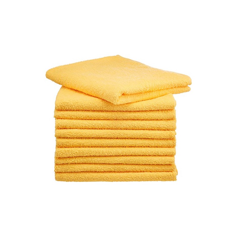 [Bulk Purchase Set] 100% Cotton Face Towels, Yellow, Set of